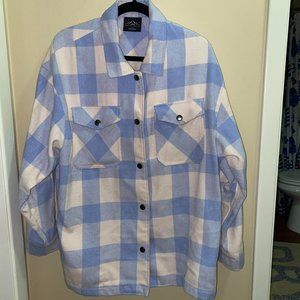 Fleece Flannel Snap  Button Up Shirt